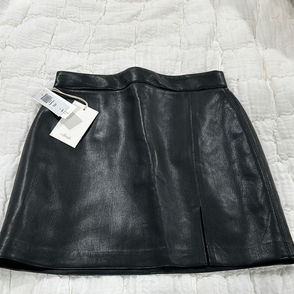 Aritzia Black Leather Mini Skirt